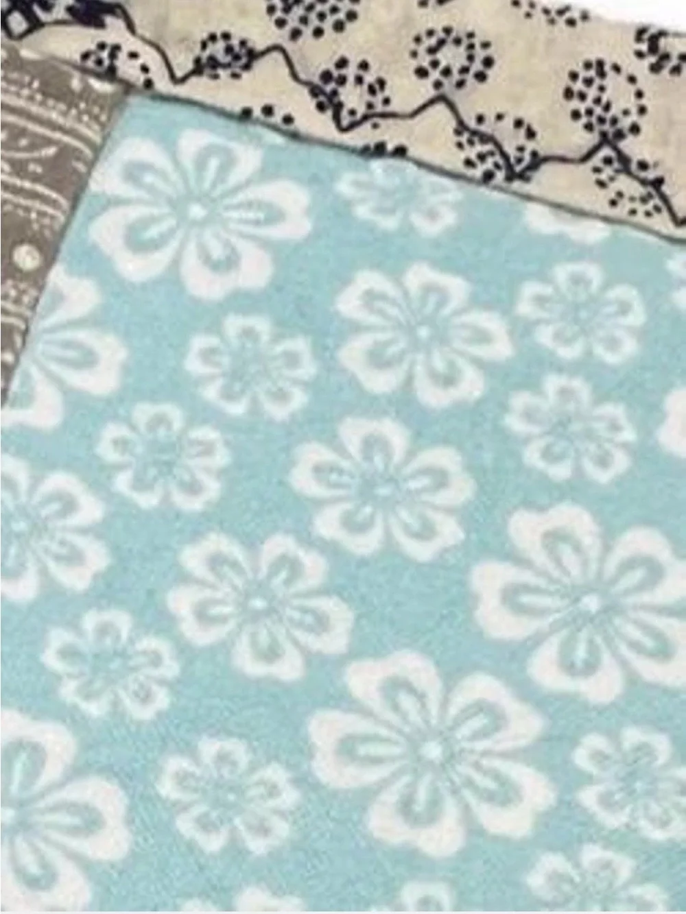 Handmade Patchwork Quilt Throw in Coral, Blue, Gray and Floral